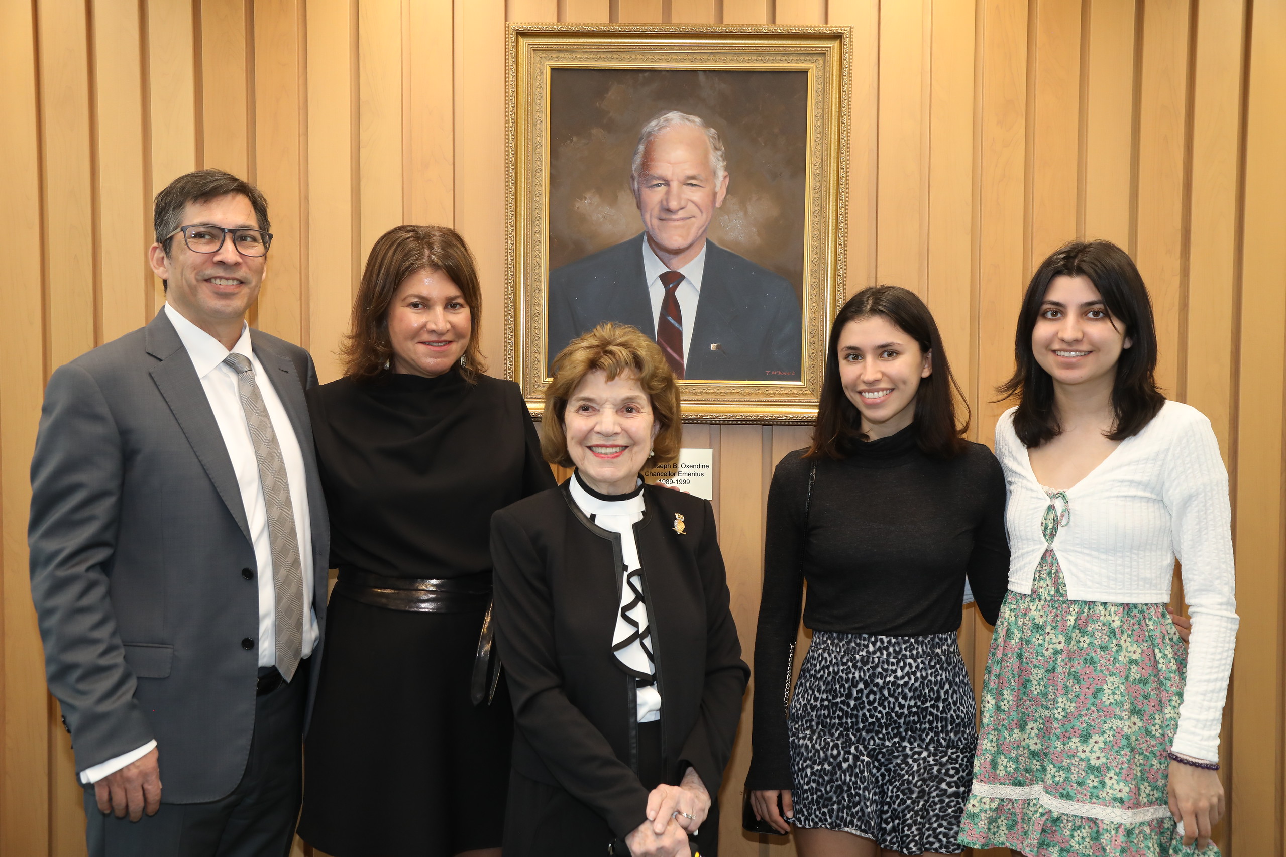 (L-R) John Plaschke, wife, Jean, Adrienne, and granddaughters, Nadia and Sophia Plaschke