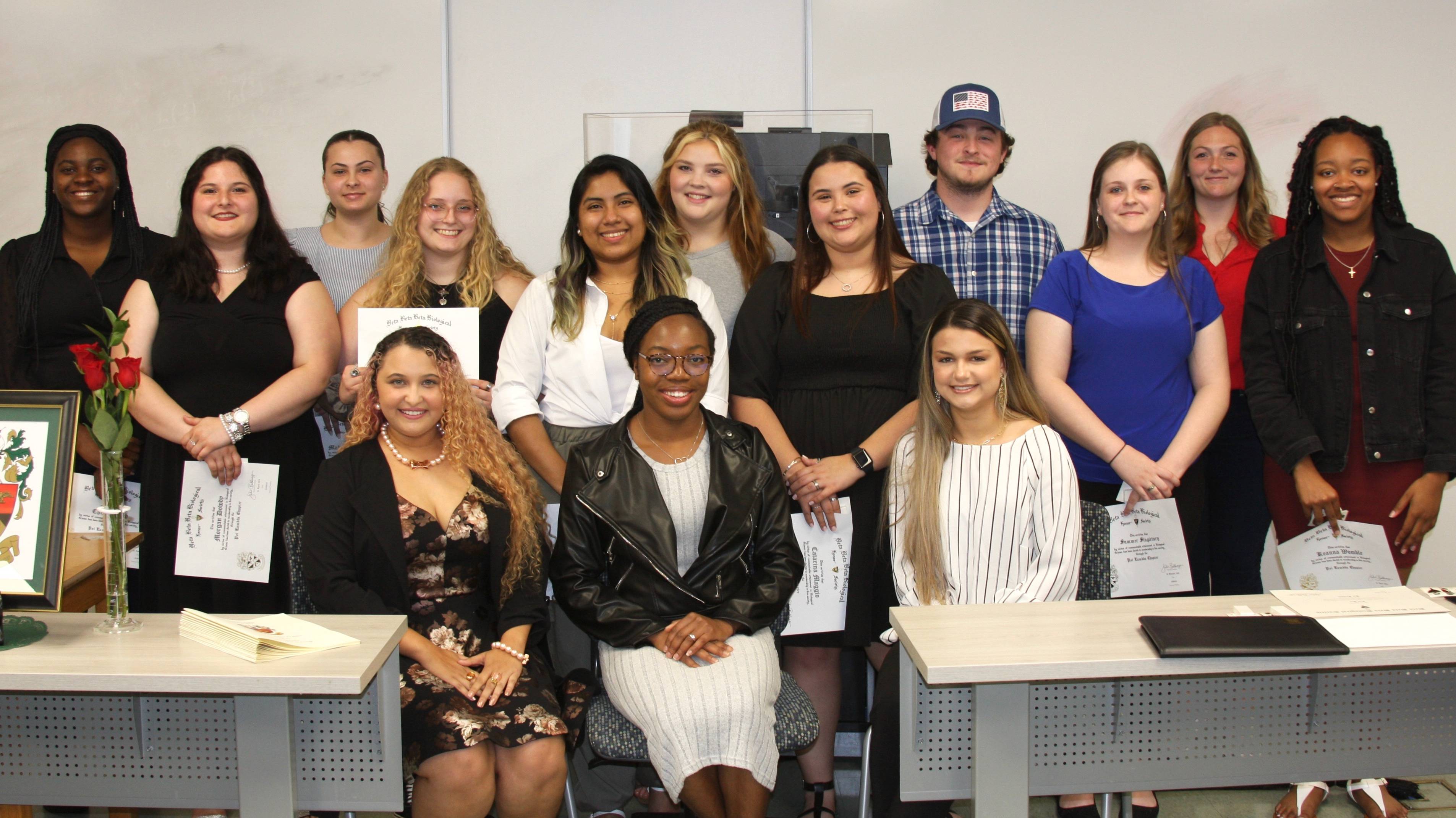 Students inducted into the Psi Lambda Chapter of TriBeta