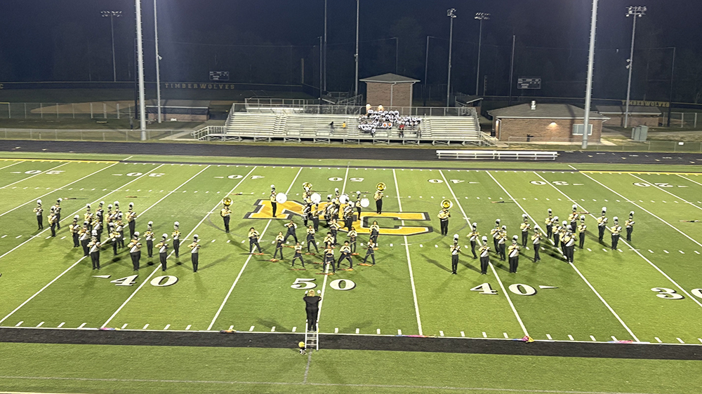 Spirit of the Carolinas Marching Band performs at the Timberwolf Throwdown at Montgomery Central High School 