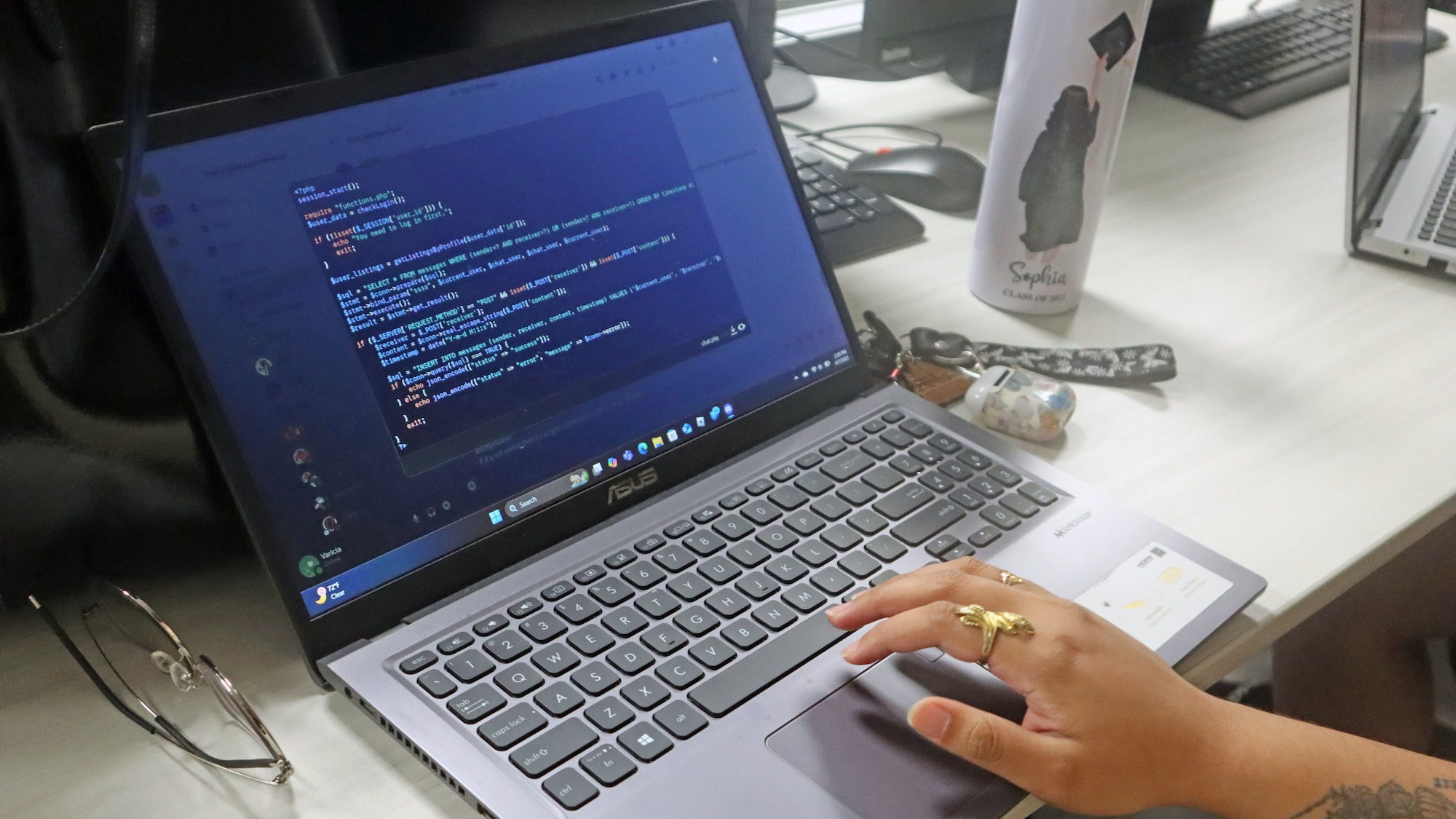 coding on laptop