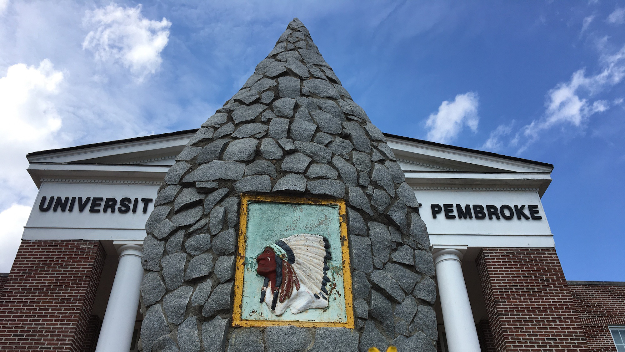 Stone Arrowhead in front of Old Main