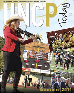 pictures from homecoming from the cover of the UNCP Today fall 2011 edition