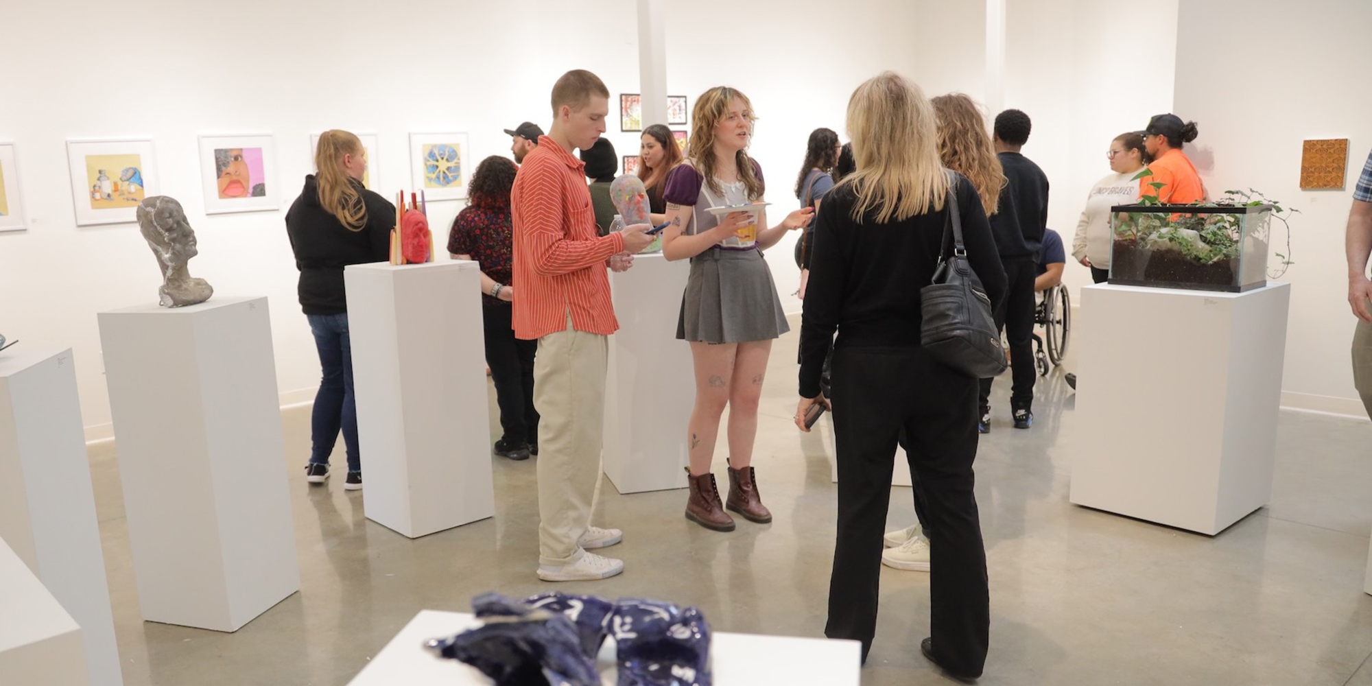 A.D. Gallery Opening for senior capstone exhibit at UNC Pembroke.