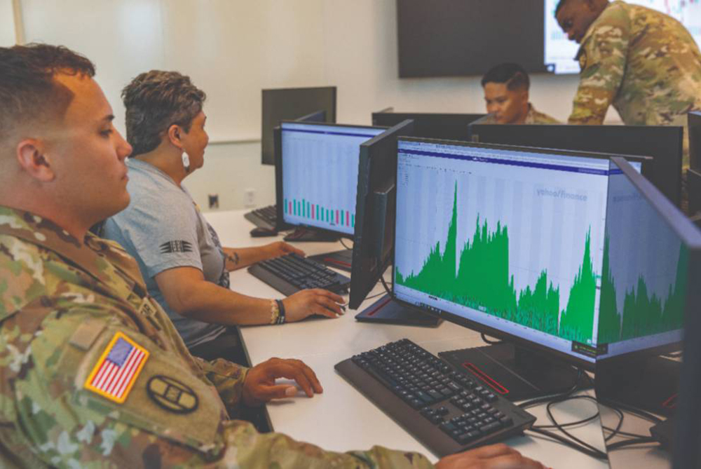 Military Students at computers