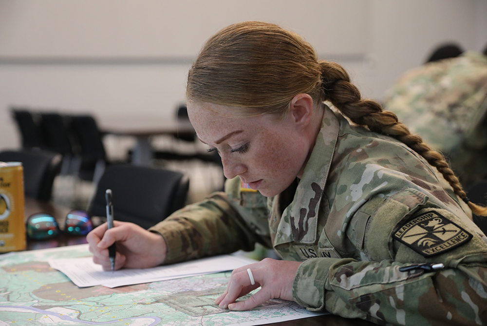 ROTC UNC Pembroke student female in class