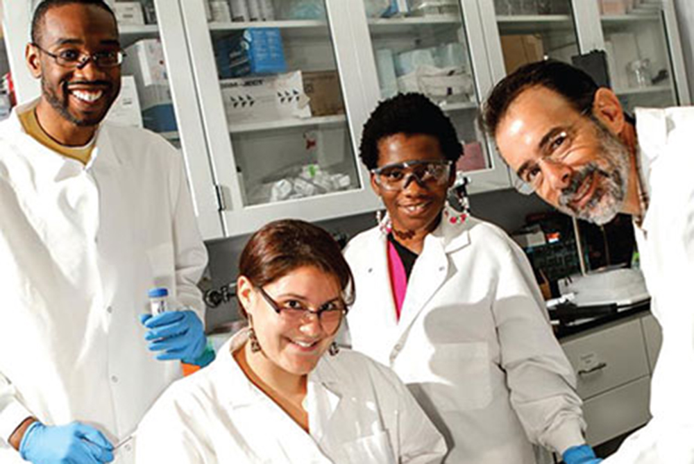 Ben Barh with lab crew