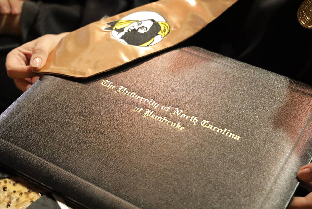 UNCP Degree and stole