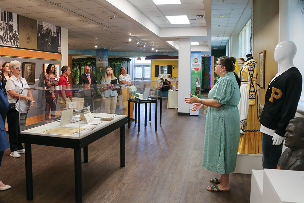 People on a tour of the museum at UNCP