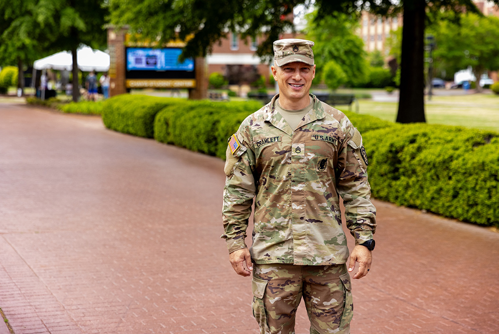 ROTC Classroom female student writing