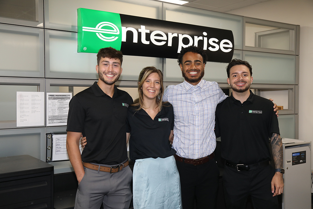 Jake Piccirilli (left), student intern, with team at Enterprise
