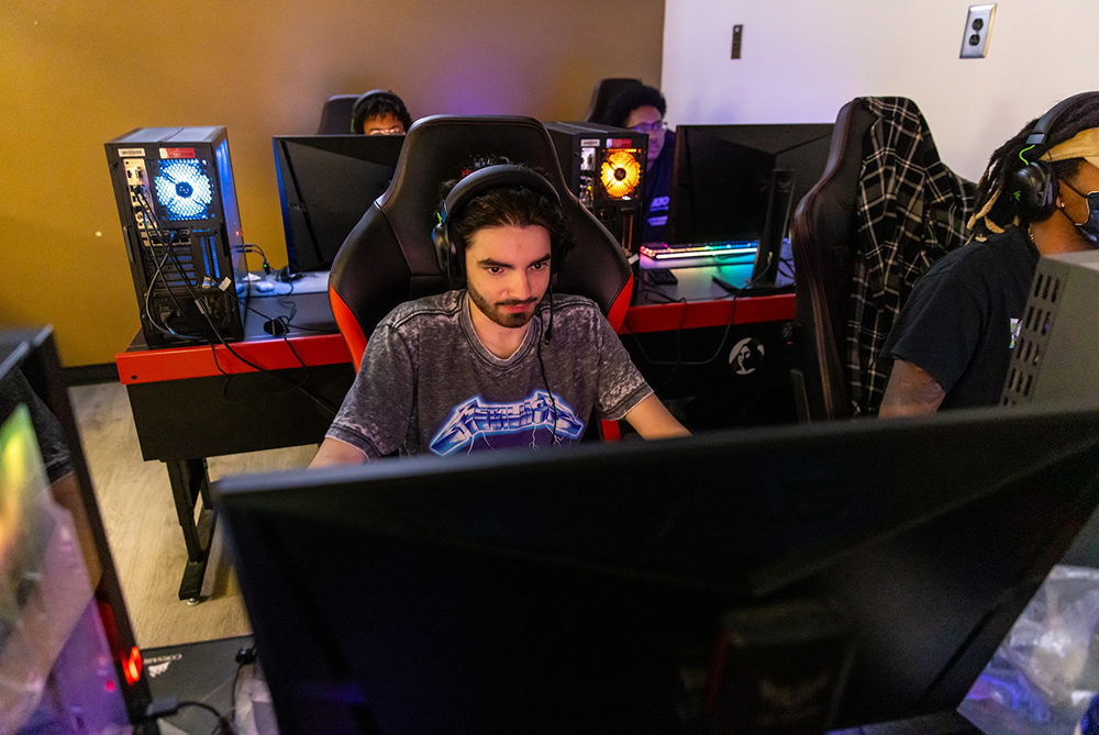 students playing video games