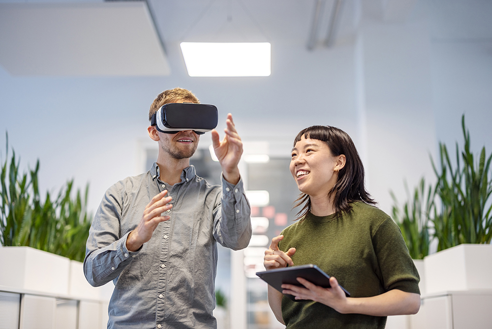 two people using a VR headset