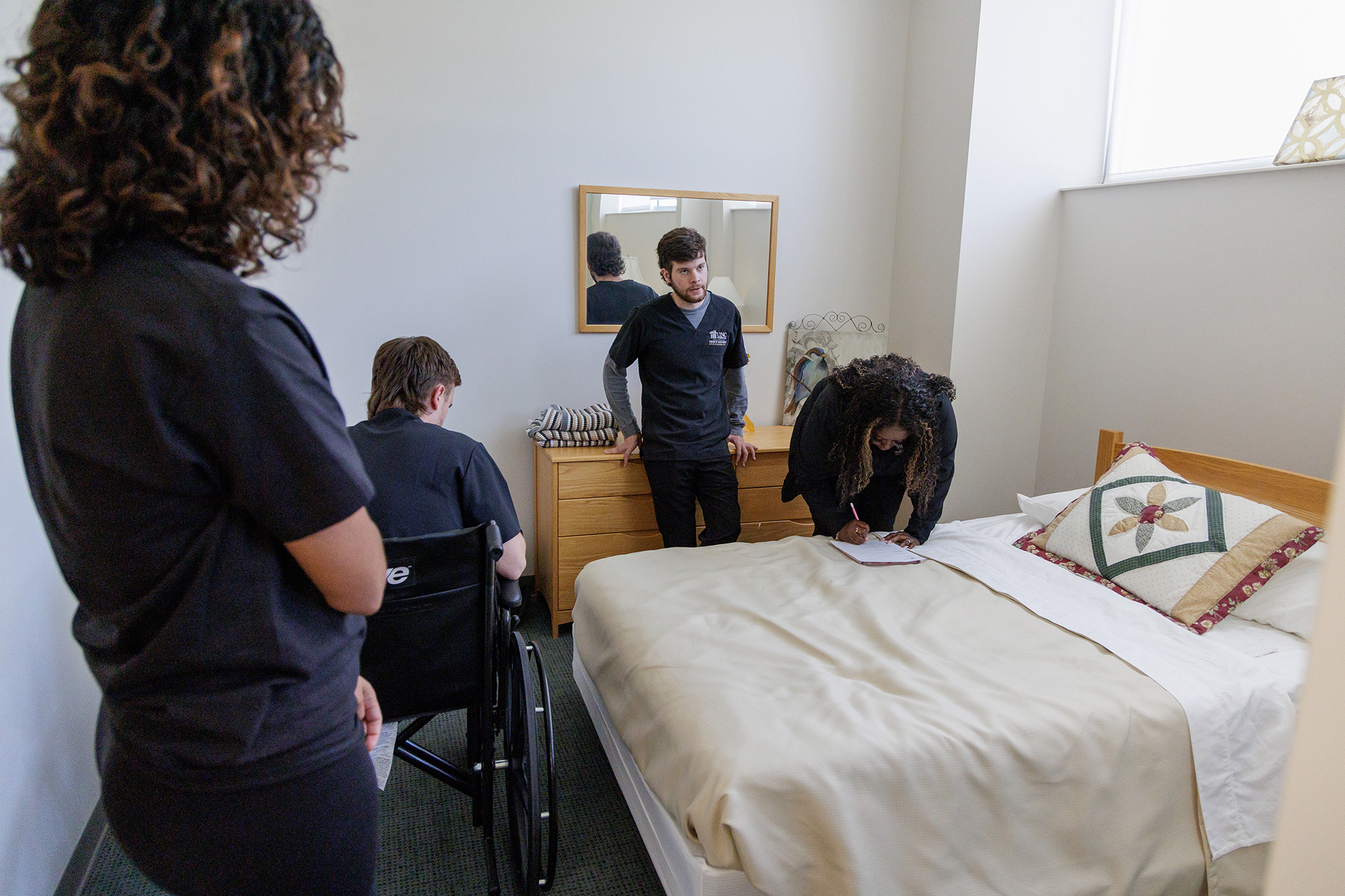 MSOT student work in a lab at UNC Pembroke