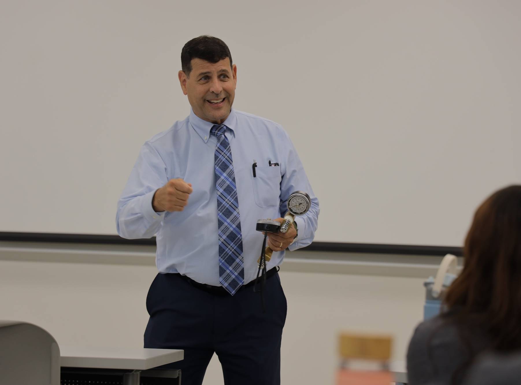 male student in MSOT classroom at UNC Pembroke