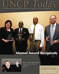 recipients at the alumni awards from the cover of the UNCP Today summer 2009 edition